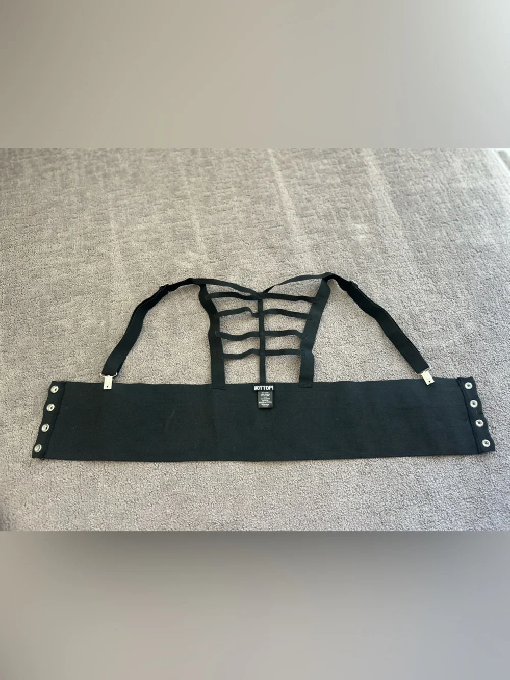 Hot Topic Black Elastic Corset Belt with Snap and Strappy Detail
